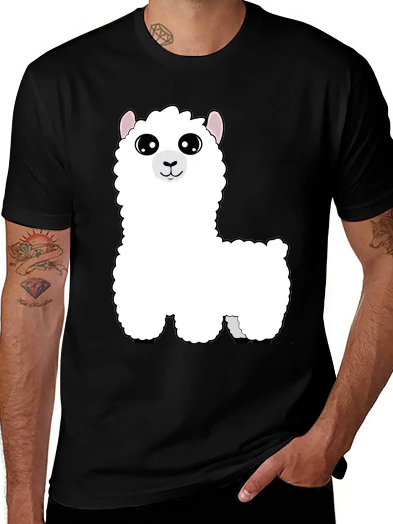 #cute Llama Classic Crew Neck Graphic Tee – Everyday Minimal Look