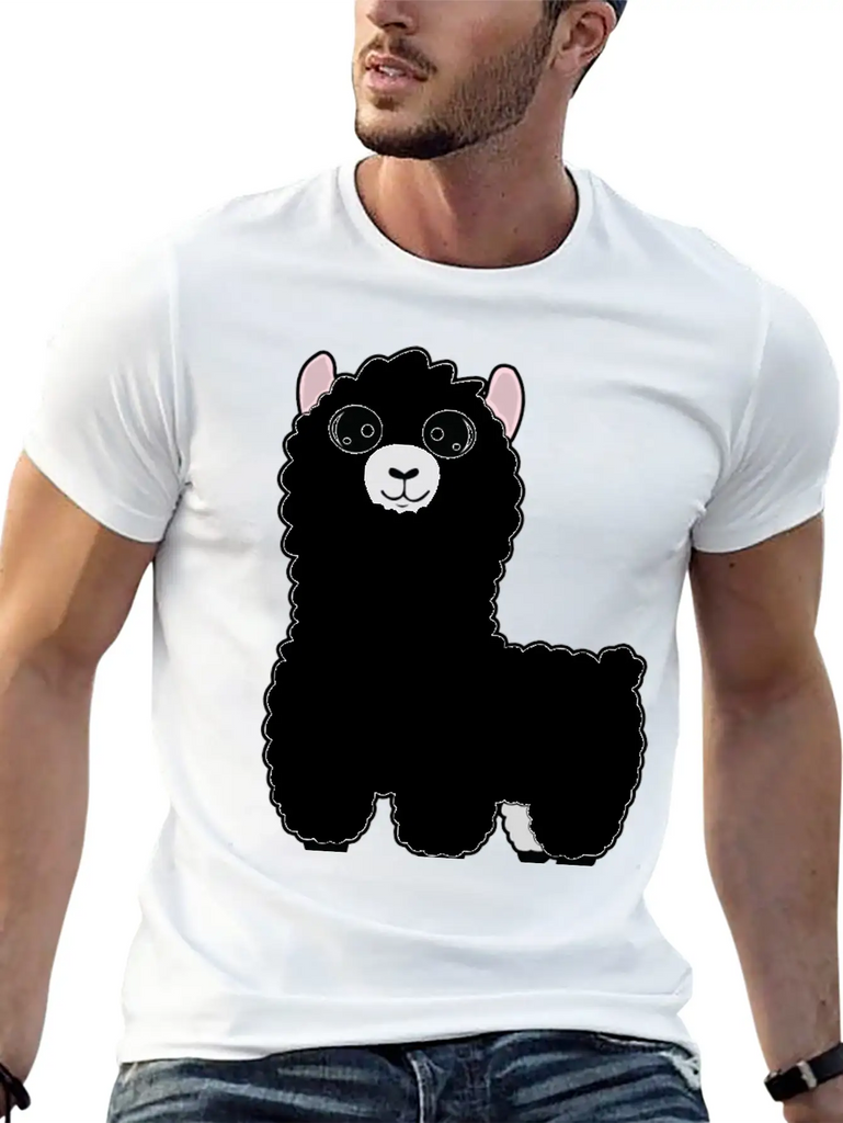 #cute Llama Classic Crew Neck Graphic Tee – Everyday Minimal Look