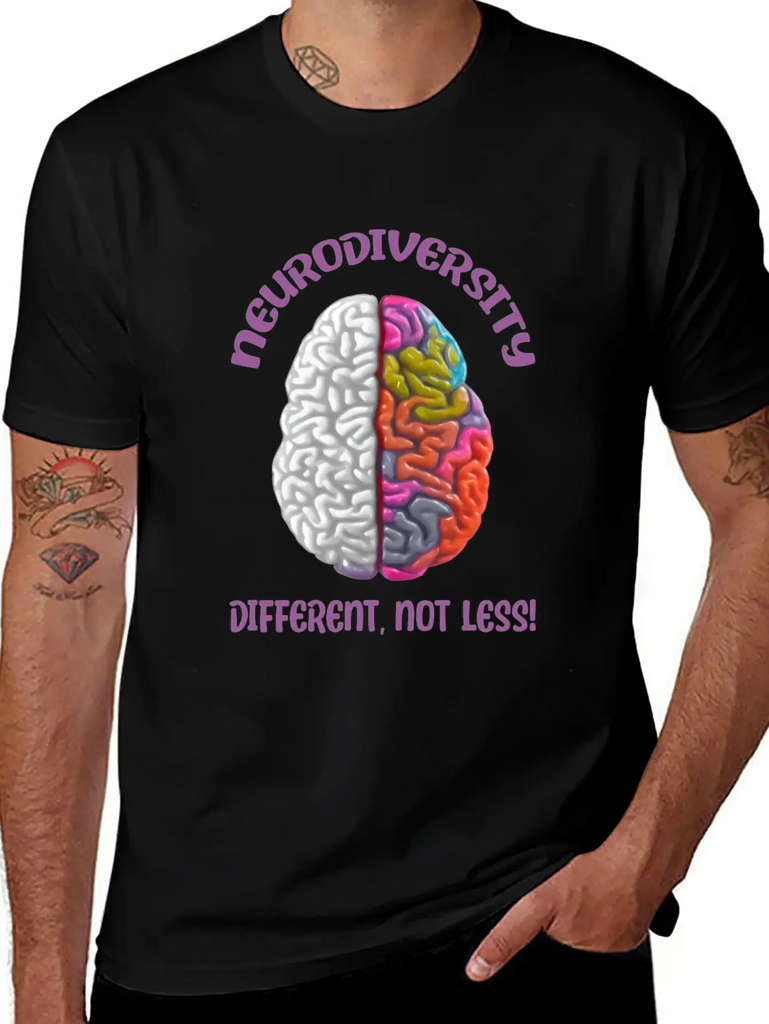 "Different, Not Less" Neurodiversity Classic Fit Graphic Tee For Daily Comfort – Unisex Cotton Shirt