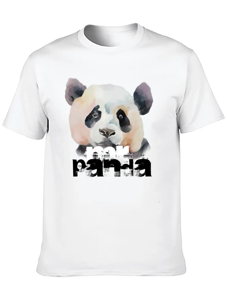 "MR PANDA" | Colorful Artistic Panda Painting Classic Crew Neck Graphic Tee – Everyday Minimal Look