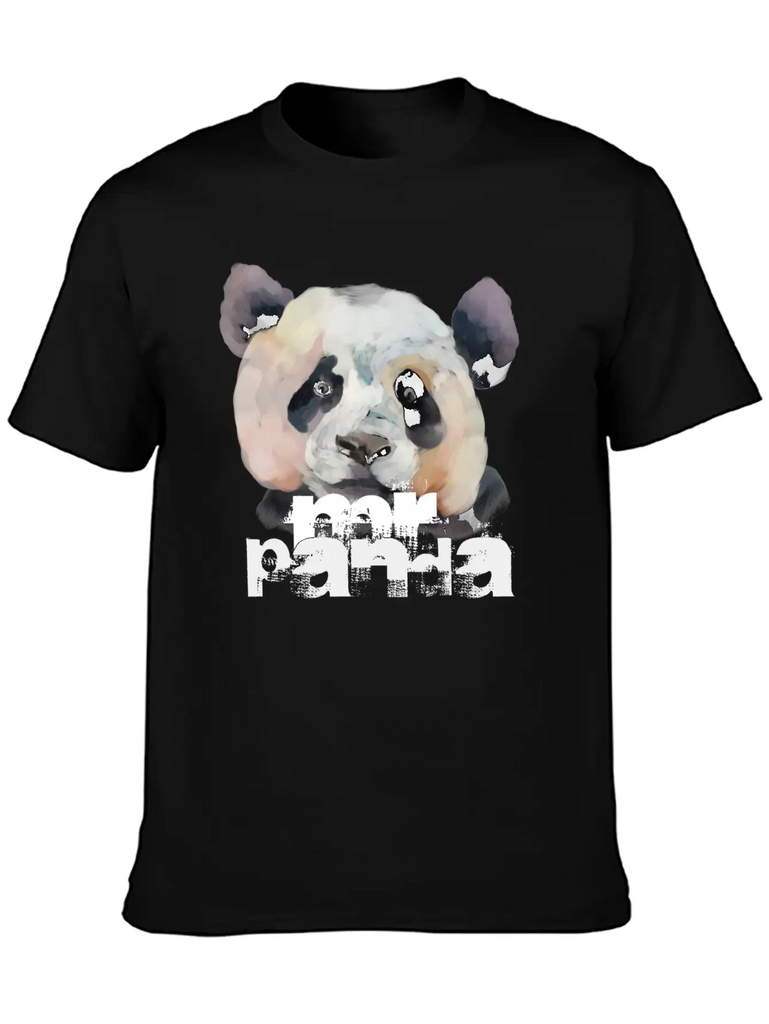 "MR PANDA" | Colorful Artistic Panda Painting Classic Crew Neck Graphic Tee – Everyday Minimal Look